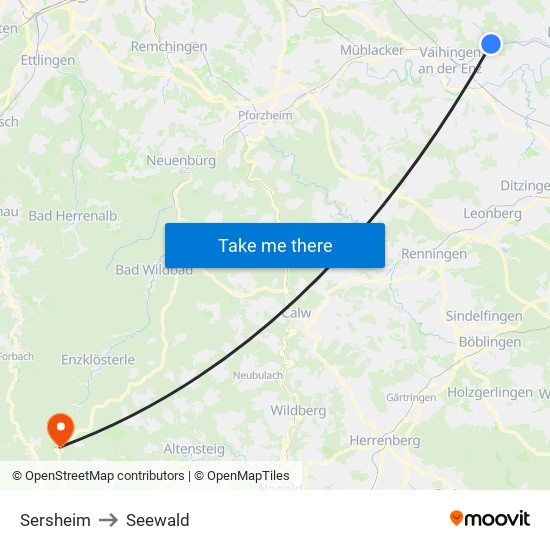 Sersheim to Seewald map