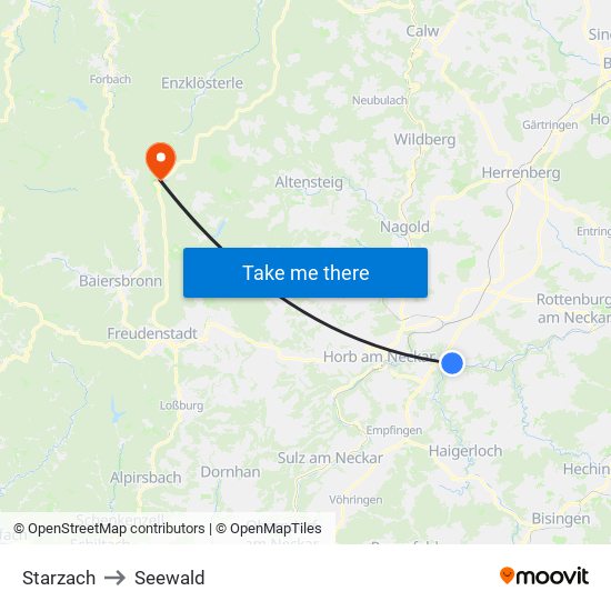 Starzach to Seewald map