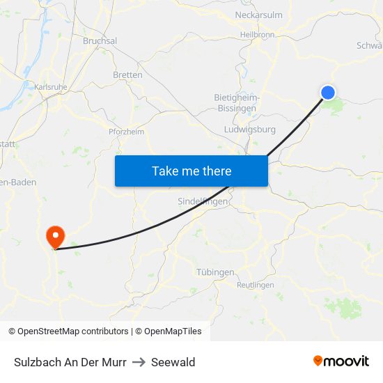 Sulzbach An Der Murr to Seewald map