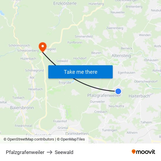 Pfalzgrafenweiler to Seewald map