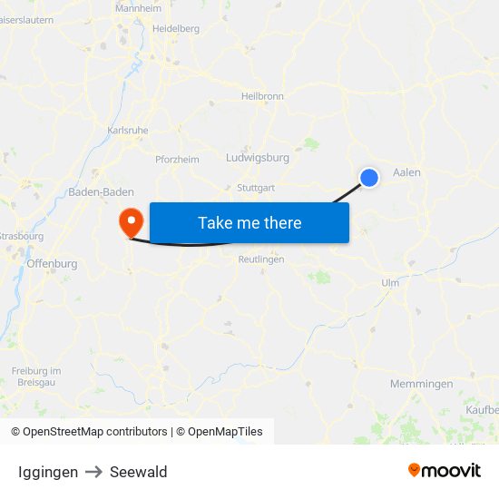 Iggingen to Seewald map