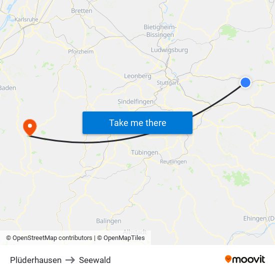 Plüderhausen to Seewald map