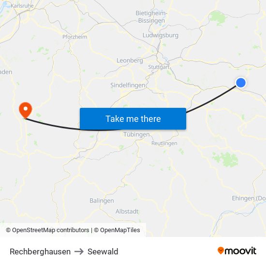 Rechberghausen to Seewald map