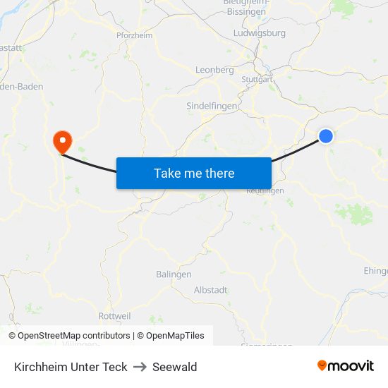 Kirchheim Unter Teck to Seewald map