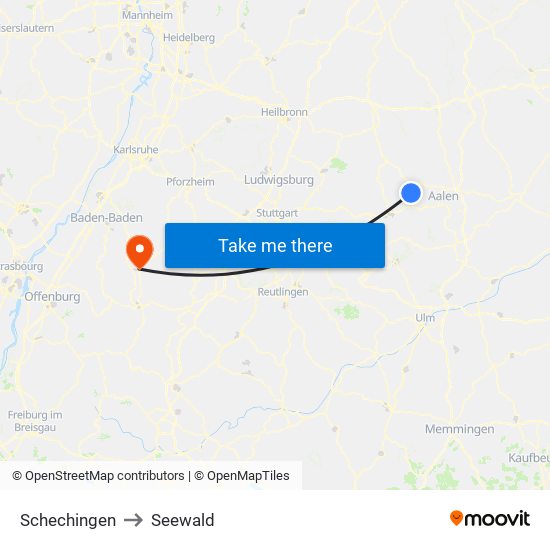 Schechingen to Seewald map