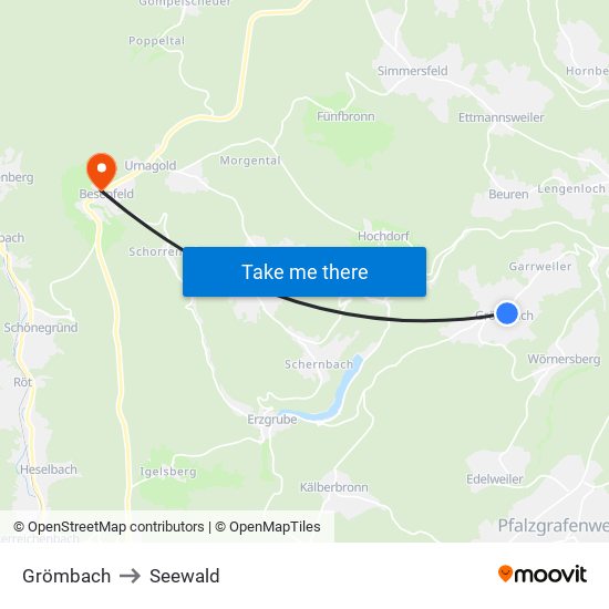 Grömbach to Seewald map