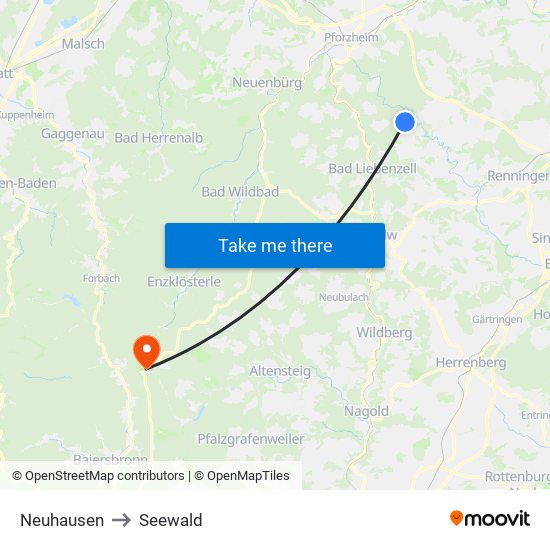 Neuhausen to Seewald map