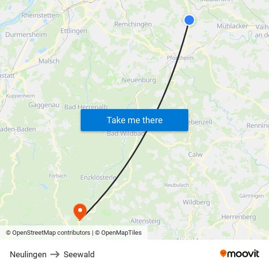 Neulingen to Seewald map