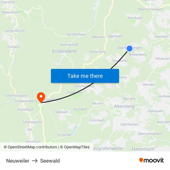 Neuweiler to Seewald map