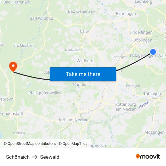 Schönaich to Seewald map