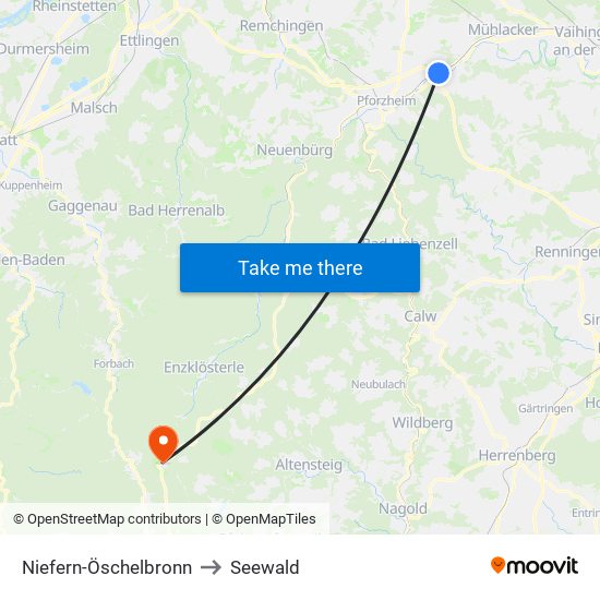 Niefern-Öschelbronn to Seewald map