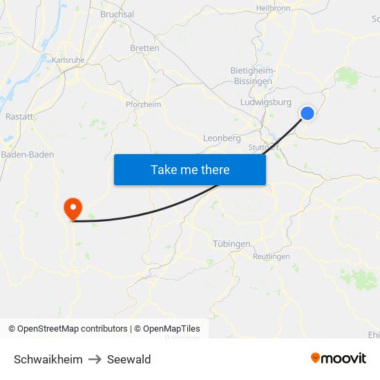 Schwaikheim to Seewald map