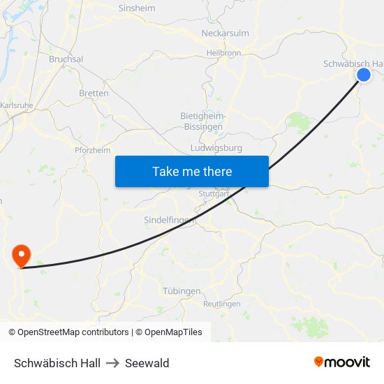 Schwäbisch Hall to Seewald map