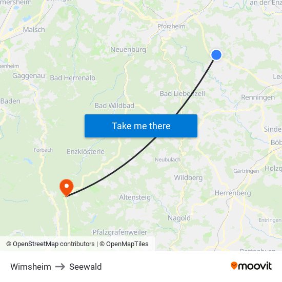 Wimsheim to Seewald map