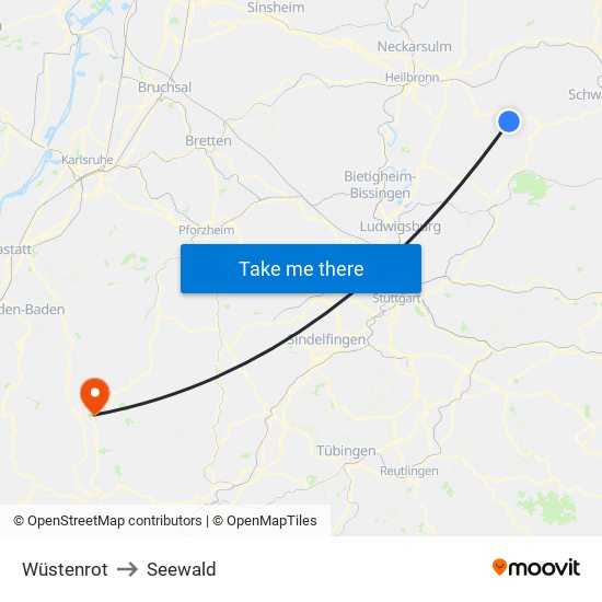 Wüstenrot to Seewald map
