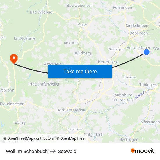 Weil Im Schönbuch to Seewald map