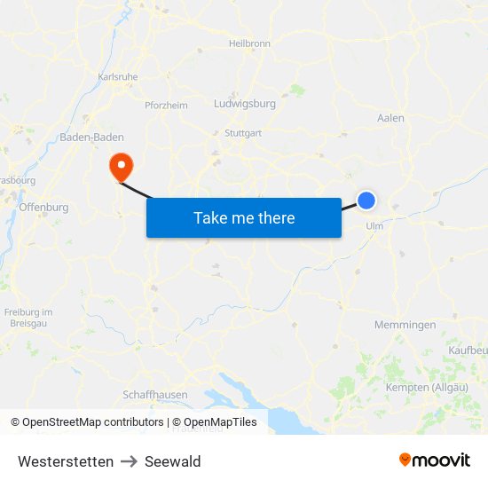 Westerstetten to Seewald map