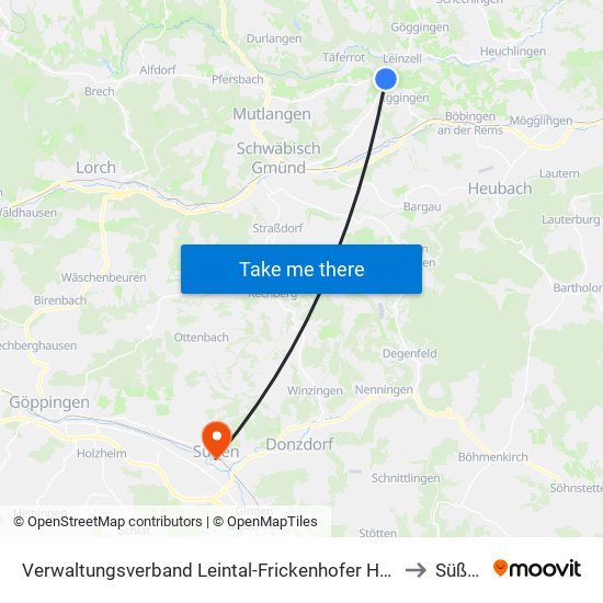 Verwaltungsverband Leintal-Frickenhofer Höhe to Süßen map