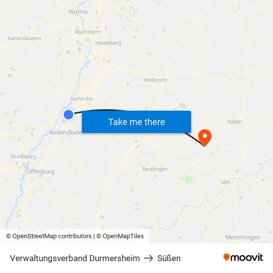Verwaltungsverband Durmersheim to Süßen map