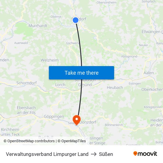 Verwaltungsverband Limpurger Land to Süßen map