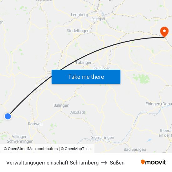Verwaltungsgemeinschaft Schramberg to Süßen map