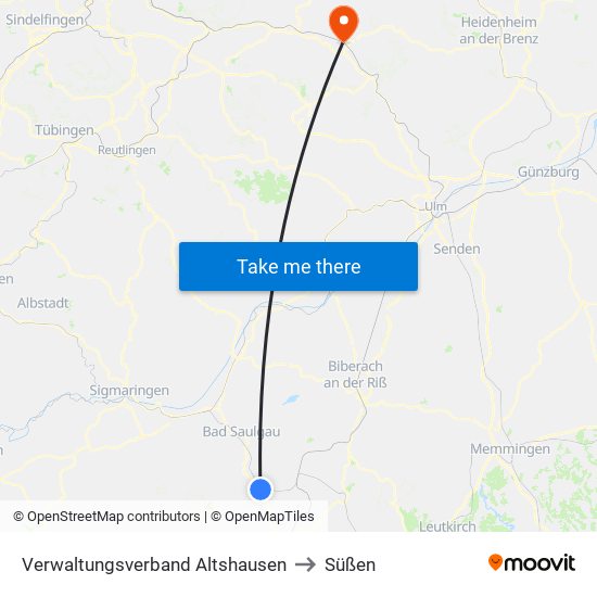 Verwaltungsverband Altshausen to Süßen map