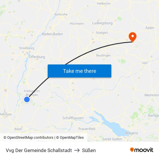 Vvg Der Gemeinde Schallstadt to Süßen map