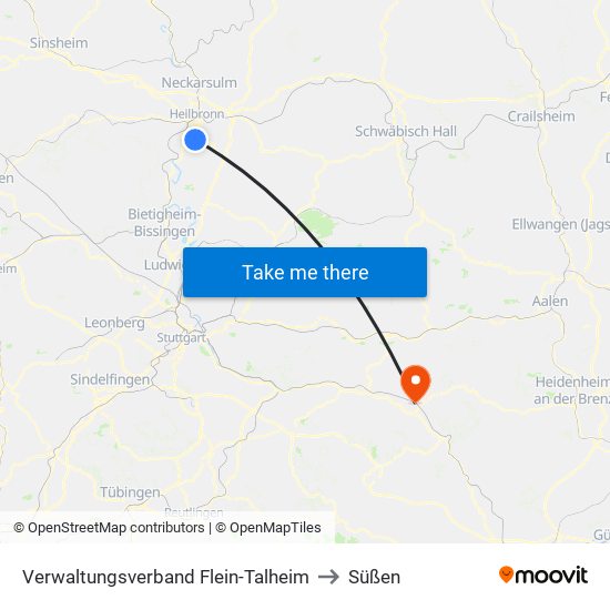 Verwaltungsverband Flein-Talheim to Süßen map