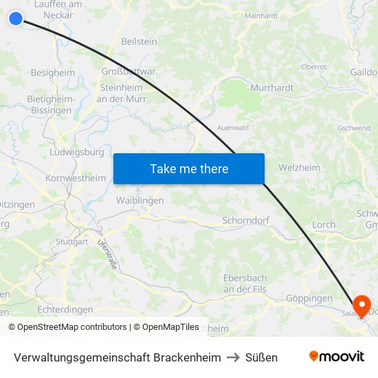 Verwaltungsgemeinschaft Brackenheim to Süßen map