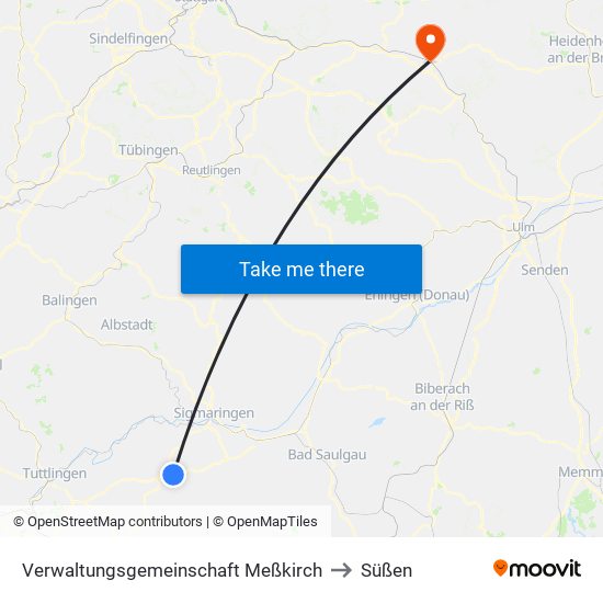 Verwaltungsgemeinschaft Meßkirch to Süßen map