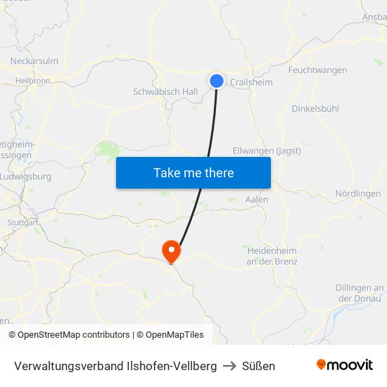 Verwaltungsverband Ilshofen-Vellberg to Süßen map