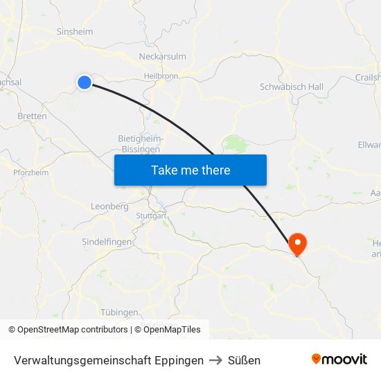 Verwaltungsgemeinschaft Eppingen to Süßen map