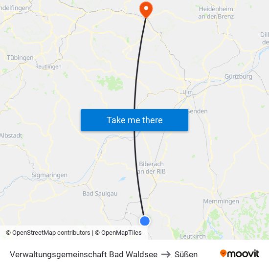 Verwaltungsgemeinschaft Bad Waldsee to Süßen map