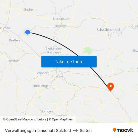Verwaltungsgemeinschaft Sulzfeld to Süßen map