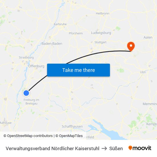 Verwaltungsverband Nördlicher Kaiserstuhl to Süßen map