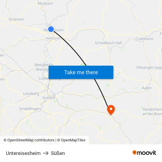 Untereisesheim to Süßen map