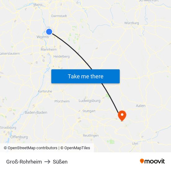 Groß-Rohrheim to Süßen map