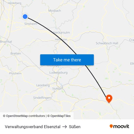 Verwaltungsverband Elsenztal to Süßen map