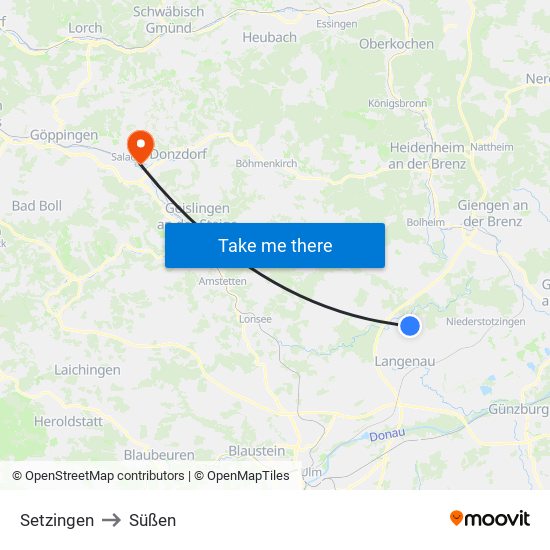 Setzingen to Süßen map