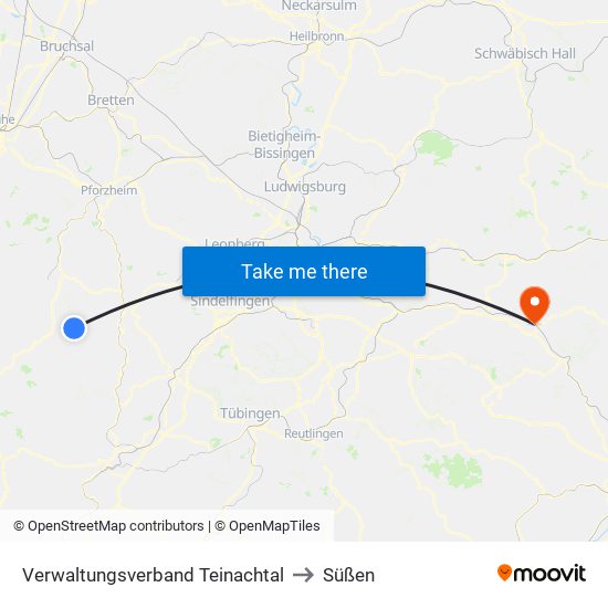 Verwaltungsverband Teinachtal to Süßen map