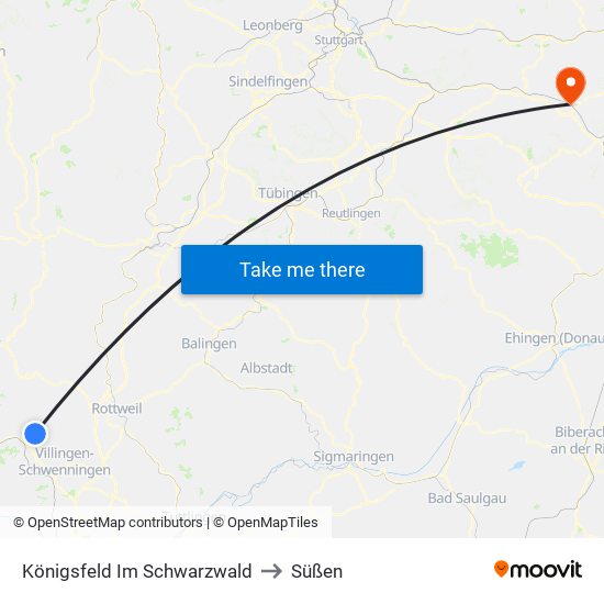 Königsfeld Im Schwarzwald to Süßen map