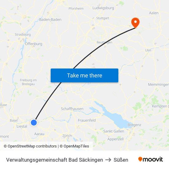 Verwaltungsgemeinschaft Bad Säckingen to Süßen map