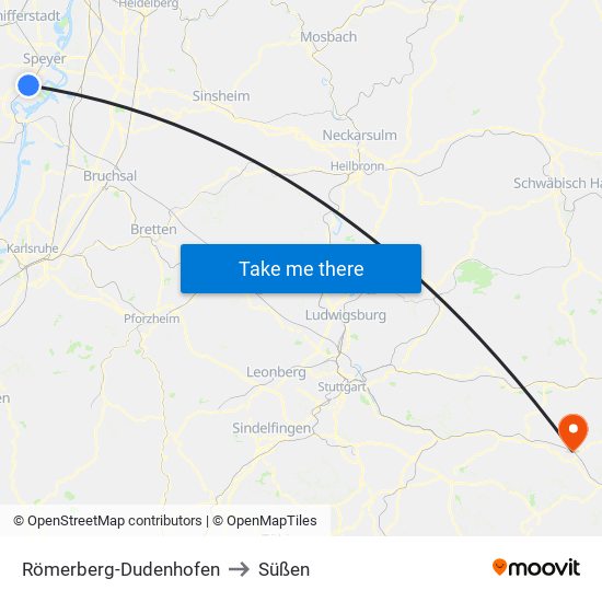 Römerberg-Dudenhofen to Süßen map