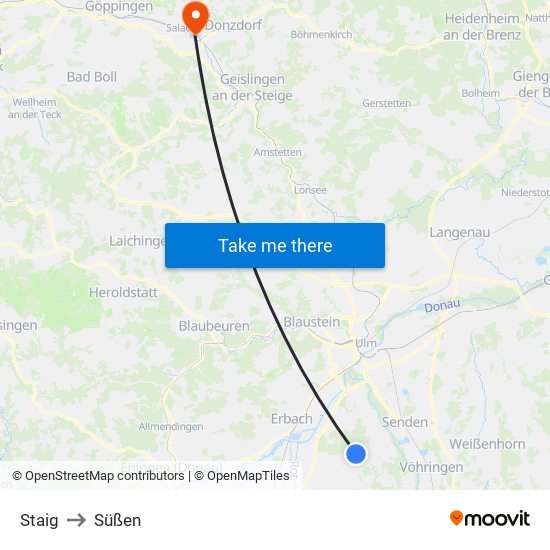 Staig to Süßen map