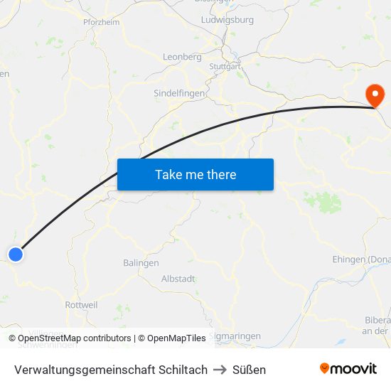 Verwaltungsgemeinschaft Schiltach to Süßen map