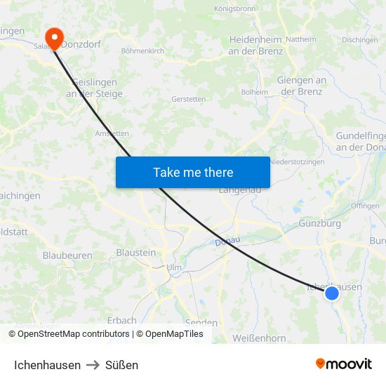 Ichenhausen to Süßen map