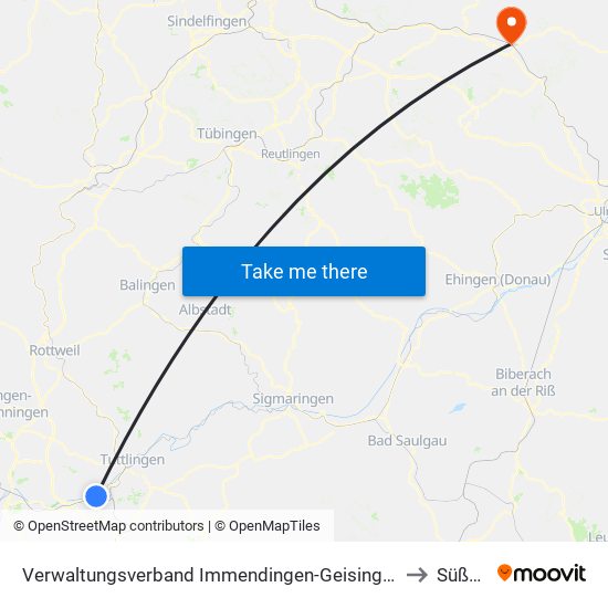 Verwaltungsverband Immendingen-Geisingen to Süßen map