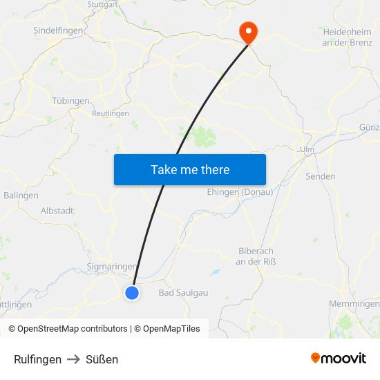 Rulfingen to Süßen map