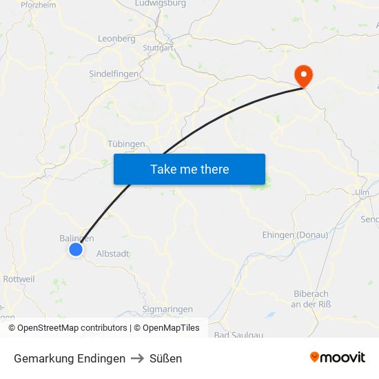 Gemarkung Endingen to Süßen map