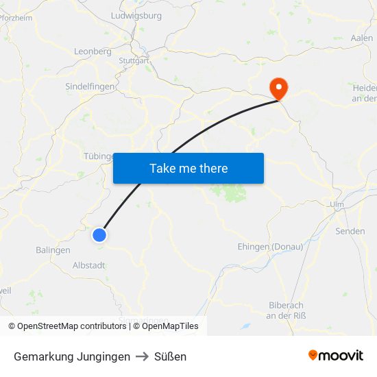 Gemarkung Jungingen to Süßen map